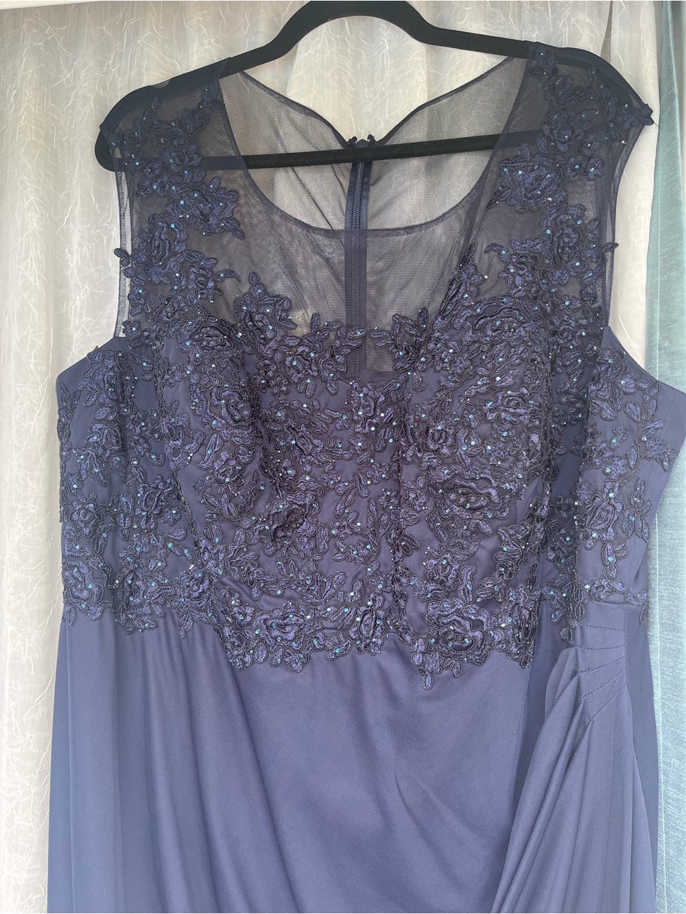 Elegant Evening Dress with Sheer Embellished Bodice - Picture 3 of 4